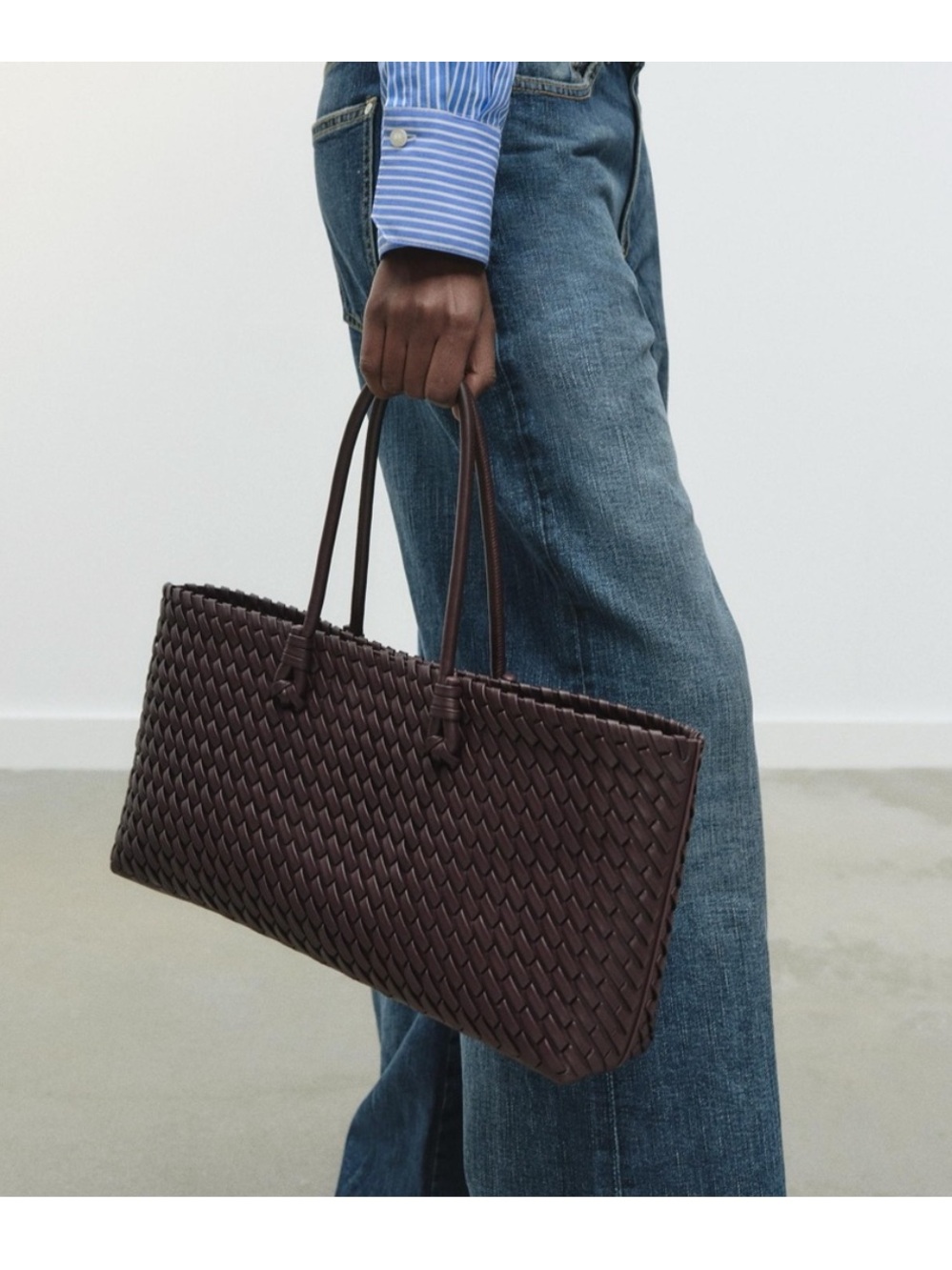 Zara Woven/Braided Leather Bag - burgundy - Picture 5 of 9